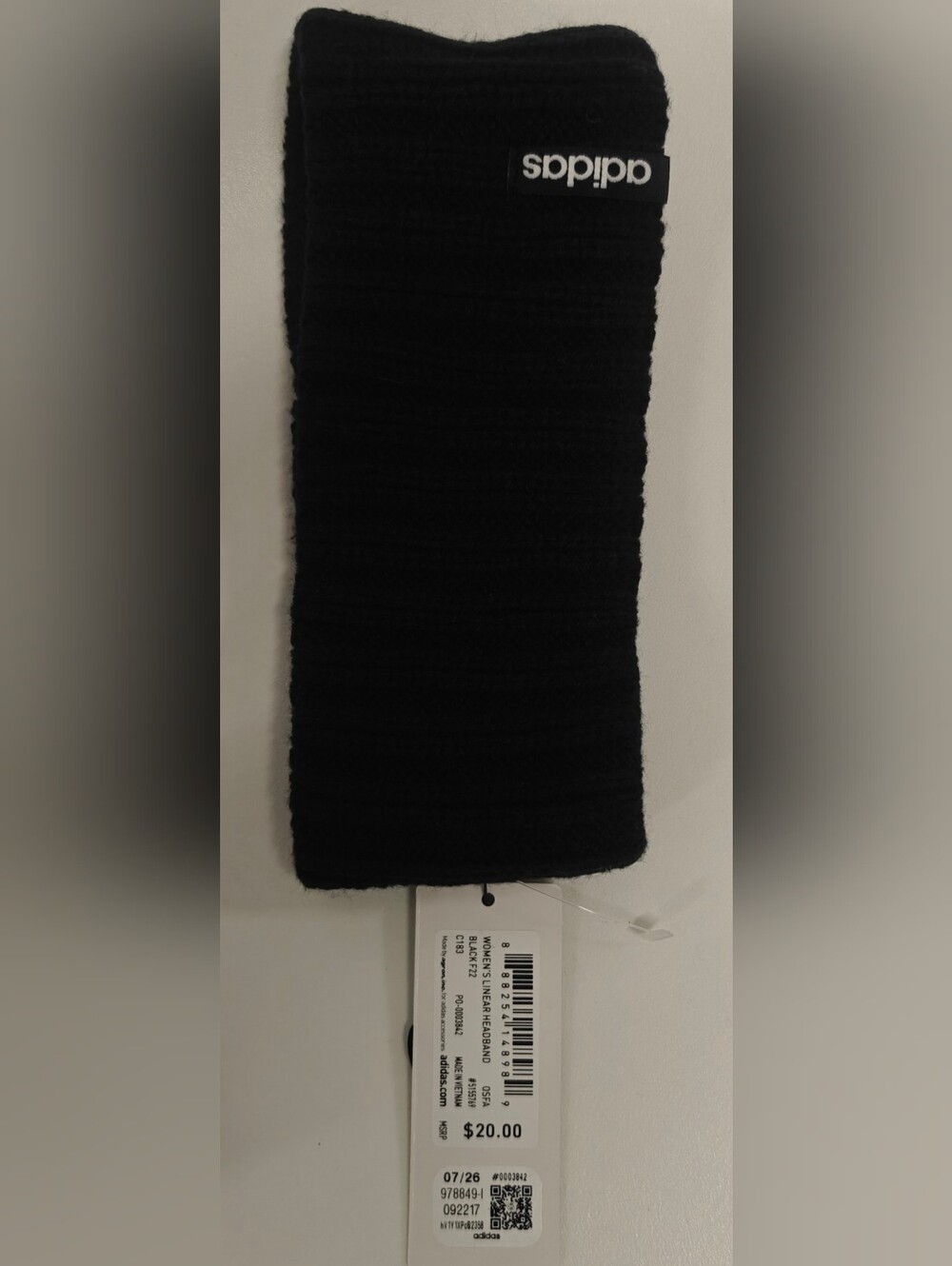 WOMENS ADIDAS LINEAR WINTER KNIT ACRYLIC HEADBAND BLACK ONE SIZE